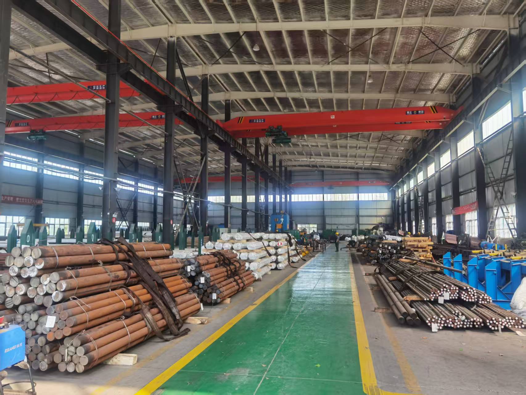 Steel round bar storage and handling area